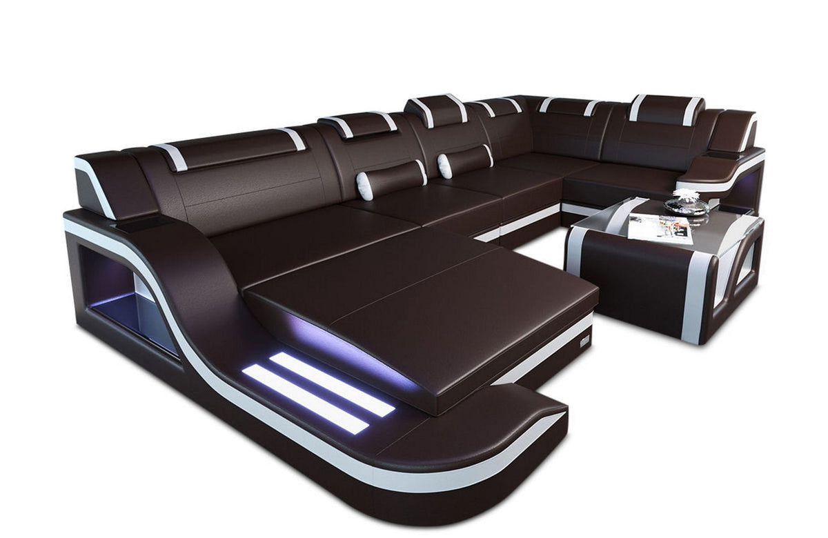 Wohnlandschaft Palermo U-Form in Leder