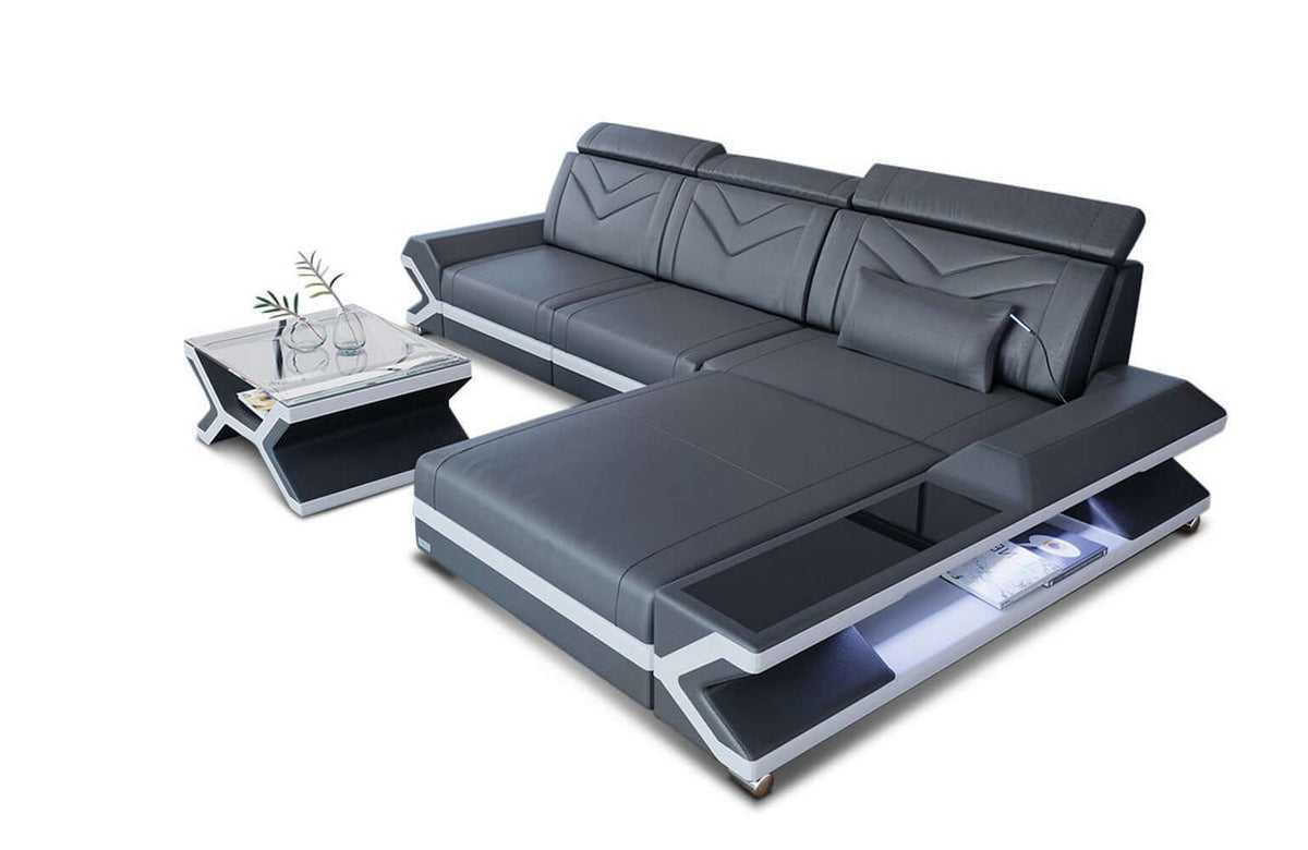 Mini Ecksofa Napoli L-Form aus Leder