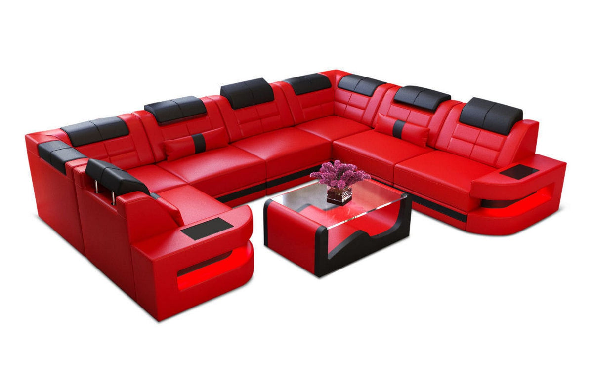 Wohnlandschaft Como U-Form in Leder