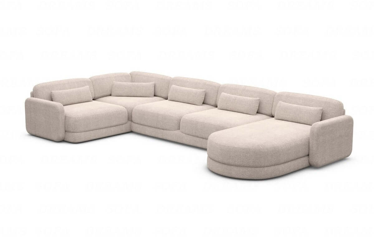 Wohnlandschaft Valencia U-Form aus Stoff Beige