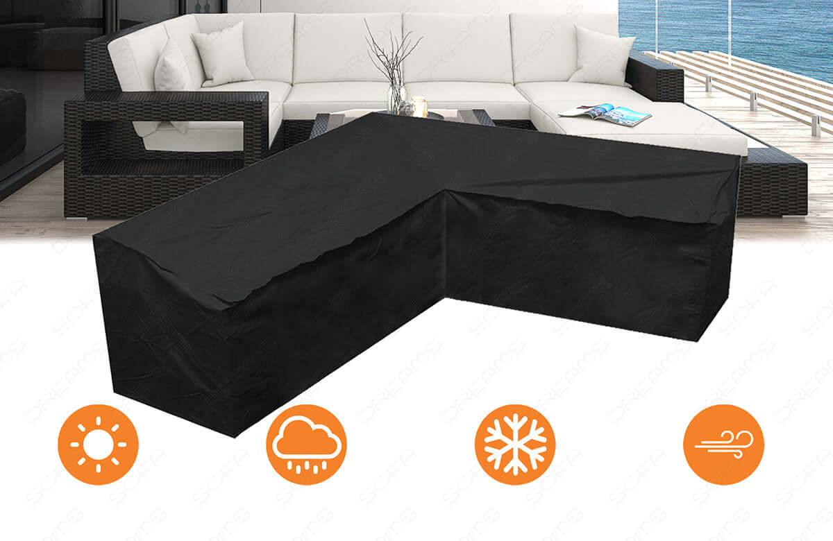 Rattansofa Abdeckung Messana U – Wetterfest für Wohnzimmer