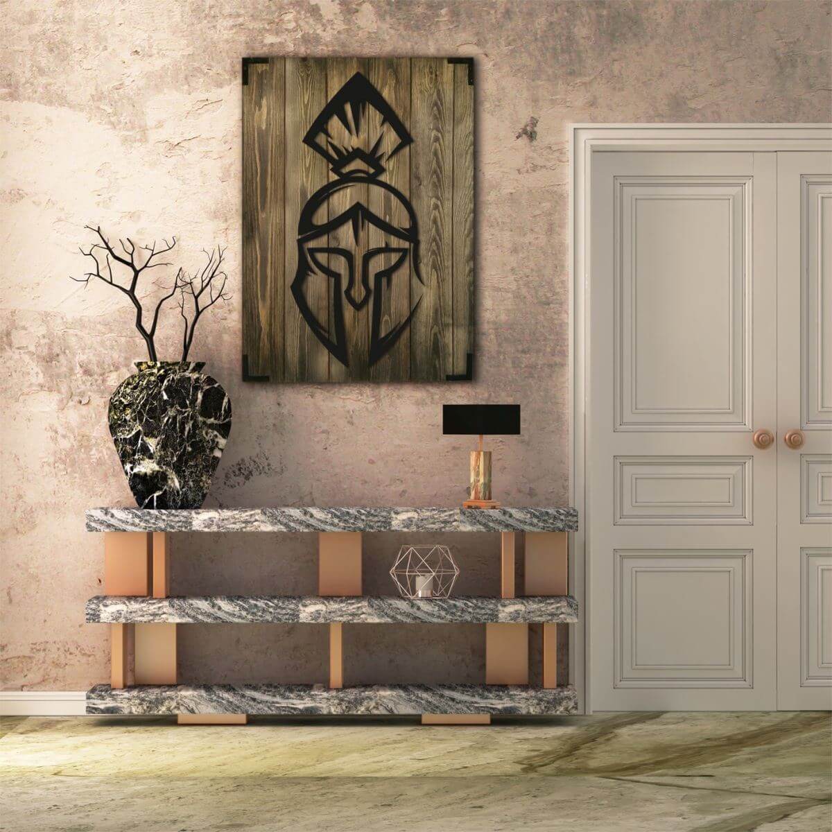 Wandbild Holz Ritterhelm – Edle Dekoration für Wohnzimmer - Bild 1